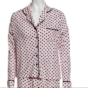 Kate Spade Pink Black Polka Dot Pajama Top Medium